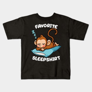 Cute Little Monkey Sleeping Nap Favorite Sleep time Pajama Kids T-Shirt